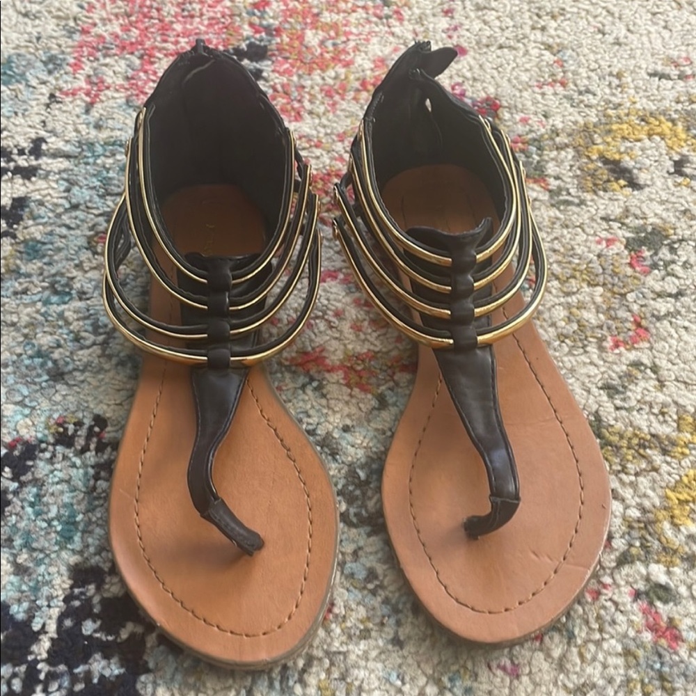 Black + Gold Gladiator Style Sandals